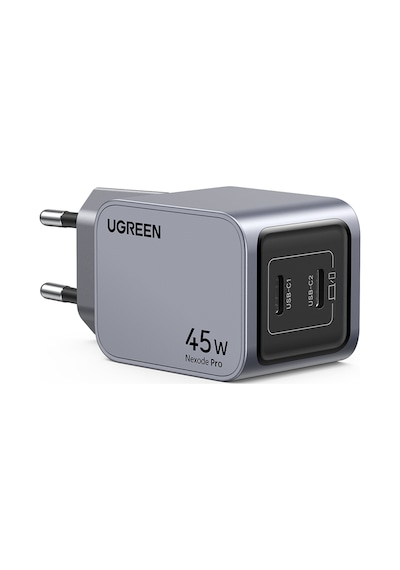 Ugreen Nexode Pro 45w Gan Hızlı Şarj Cihazı Usb-c Qc Pd 2xusb-c, Uzay Grisi, 35008