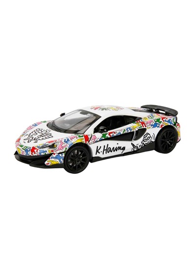 1:32 Sesli Ve Işıklı Rmz Hobby Keith Haring Serisi Die Cast Çek Bırak Model Araba - Beyaz Mclaren 60