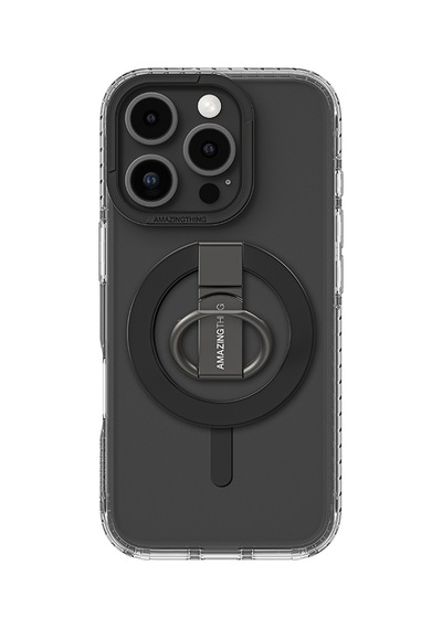Apple iPhone 16 Pro Max Uyumlu Kılıf Magsafe Özellikli Yüzük Standlı Amazingthing Titan Pro Serisi Kapak Siyah