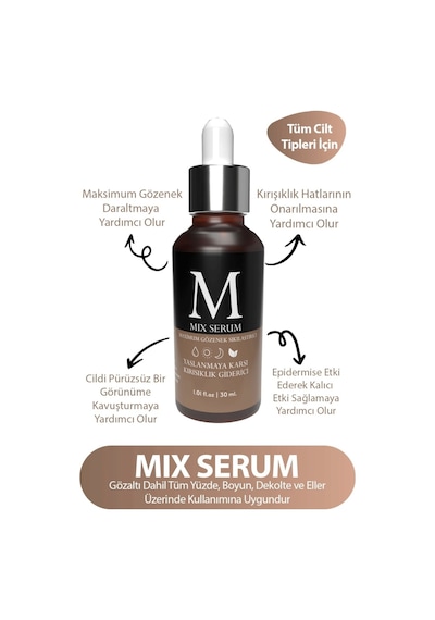 Niacinamide Içeren Gözenek Sıkılaştırıcı Yenileyici, Yaşlanma Karşıtı Mix Cilt Bakım Serumu 30ml