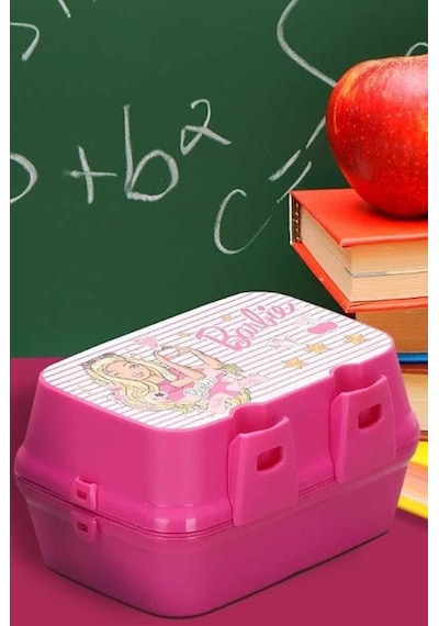 Lisanslı 4 Bölmeli Beslenme Kutusu Yemek Saklama Kabı - Beslenme Çantası Çocuk Piknik Seti Mama Kabı Barbie