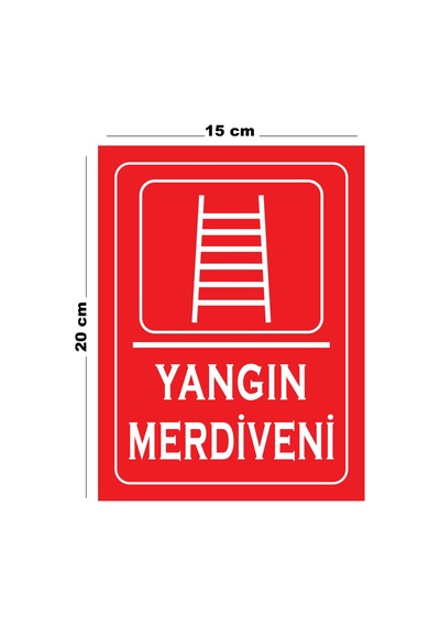 Metal Yangın Merdiveni 15cm X 20cm Uyarı Levhası Yönlendirme Tabelası