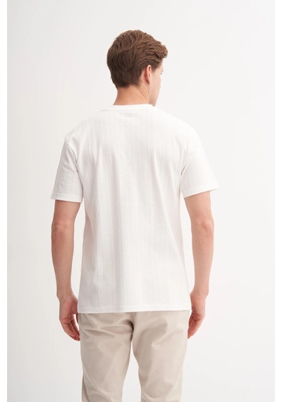 Cazador Erkek Bisiklet Yaka Regular Fit Örme Tişört 4121 Ekru Ekru