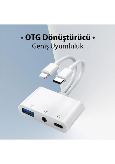 Ally Nk-109pro Type-c/lightning To Usb-a 3.5mm Kulaklık Ve Type-c Kamera Okuyucu Çevirici Adaptör- 5775