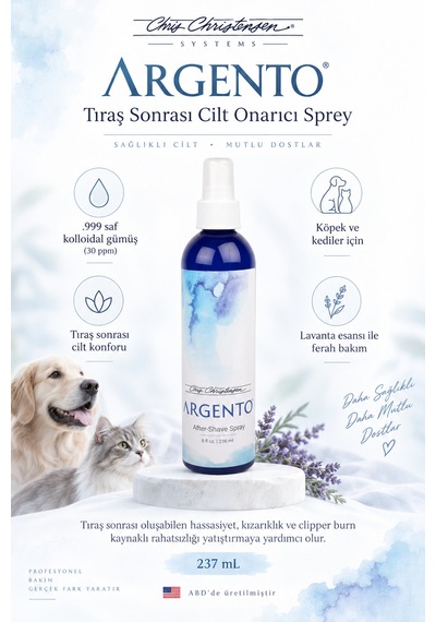 Chris Christensen Systems Argento Kedi Ve Köpek Tıraş Sonrası Cilt Onarıcı Sprey 237 Ml
