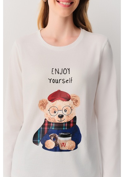 Suwen Teddy Bear Pijama Takımı Lacivert