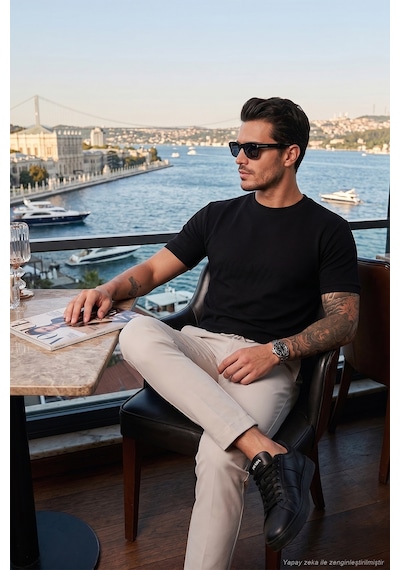 Buratti Streç Pamuklu Slim Fit Sıfır Yaka Erkek T Shirt 5902639 Siyah