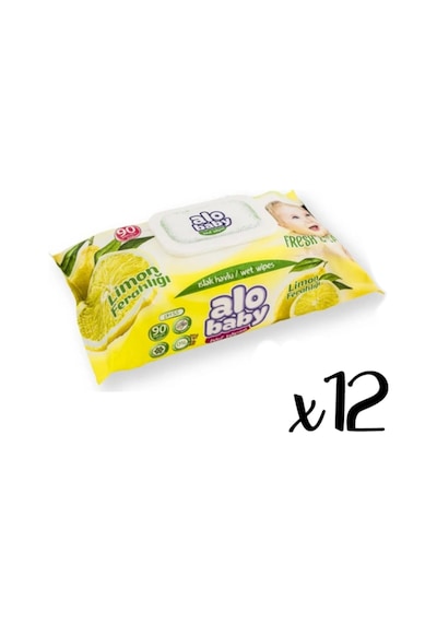 Alobaby Alo Baby Islak Havlu 90Lı*12 Limon