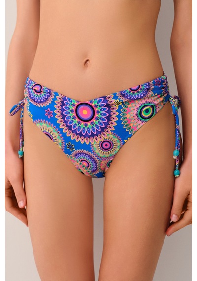 Suwen Mandala Yanı Büzgülü Bikini Alt Sb25415995995 Renkli Desenli