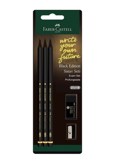 Faber Castell Black Edition Sınav Seti 3 Kalem- Silgi- Kalemtraş Siyah