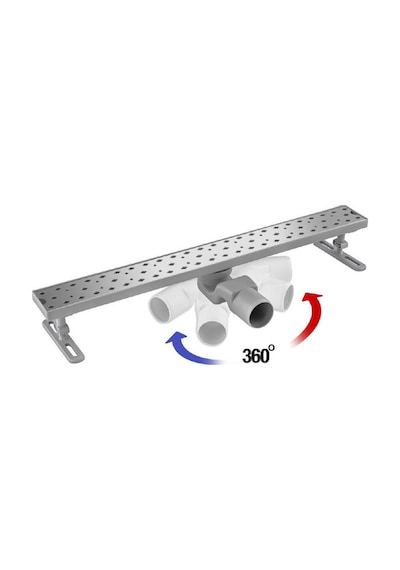 360 Dönerli Lineer Süzgeç - Yan Çıkışlı - Paslanmaz Krom
