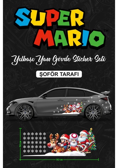 Super Marıo Yılbaşı Yan Gövde Sticker Seti Şoför - 850203171