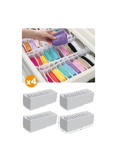 Ayrex 4 Adet - 11 Gözlü Çekmece Içi Akordiyon Organizer - Medium 15 X 44 X 17 Genel