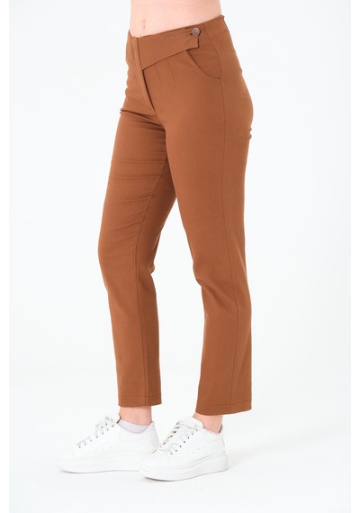 Sortie Collection Tek Düğmeli Gabardin Pantalon Kahverengi