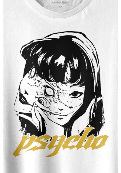 Psyco Manga Gothic Dark Baskılı Tişört Unisex T-shirt 001