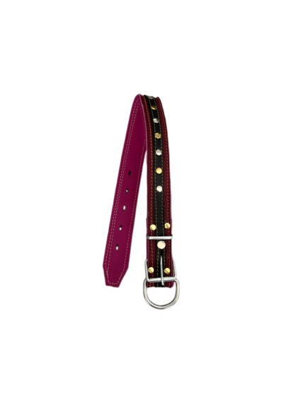 Ln Leather Gerçek Deri Orta Irk Yumuşak Dokulu 3,5 X 65 Cm Tasma Bordo Siyah