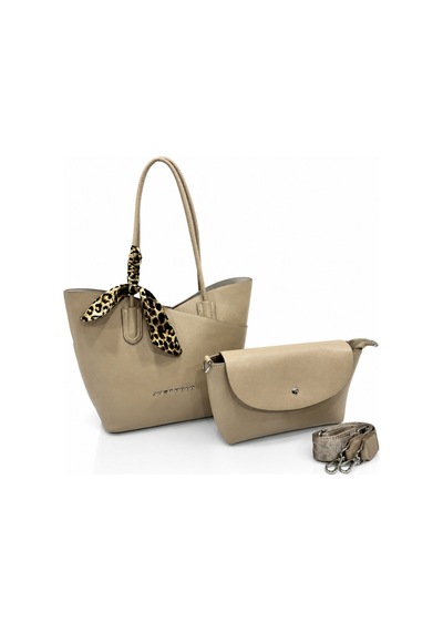 Just Polo Kadın İç Çantalı Ayarlanabilir Askılı Fular Detaylı Premium El & Omuz Çantası Ebat : 32 X 24 Cm Kum