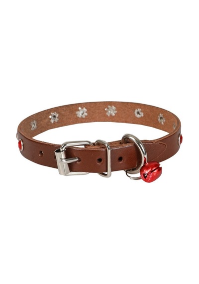 Cattie Taşlı Deri Kedi Boyun Tasması L 1.2x25-29CM Kahverengi