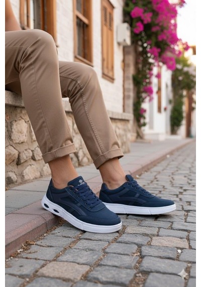Fort 2308 Dks Keten Rahat Hafif Sneaker Erkek Ayakkabı Mavi