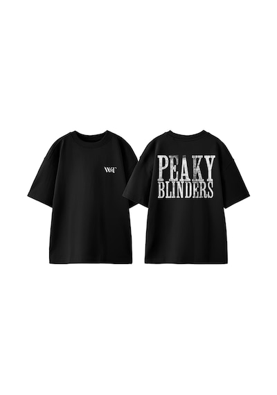 Thewert Peaky Blınders Logo Tasarım Sırt Baskılı Pamuk Siyah Oversize T-shirt