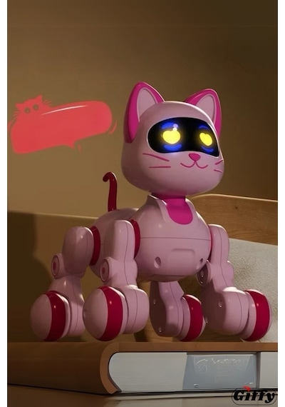 Oyuncak Full Fonksiyon Uzaktan Kumandalı El Sensörlü Şarjlı Işıklı Müzikli Dansçı Robot Kedi Pembe