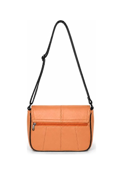 Levano Leather Hakiki Kuzu Derisi Kadın Omuz & Çapraz Askılı Çanta Kapaklı, Ayarlanabilir Askılı, Günlük Şık Deri Çanta Turuncu