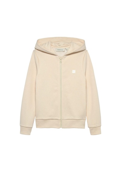 Calvin Klein Mini Badge Zip Through Çocuk Bej Sweatshirt-11631 Bej
