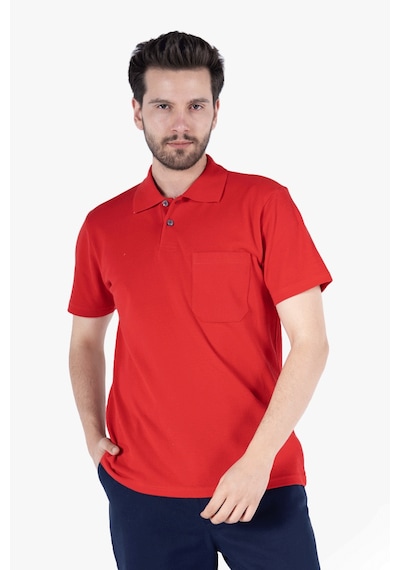 Yıldırımlar Polo Yaka T-shirt %100 Pamuk Cepli Kırmızı