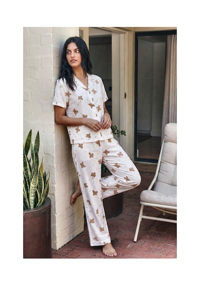 Fit Women Viskon Karışım Homewear Kırık Beyaz Pijama Takımı