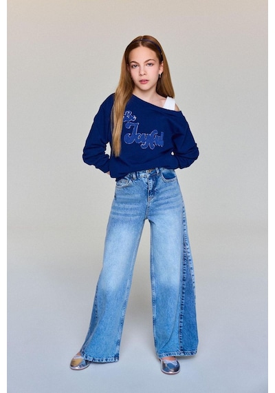 Defacto Kız Çocuk Carmen Yaka Sweatshirt G6827a826spnv42 Lacivert-nv42