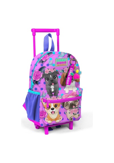 Minik Yuva Çekçekli Sırt Çantası Pembe Köpek Desenli İki Bölmeli 24050