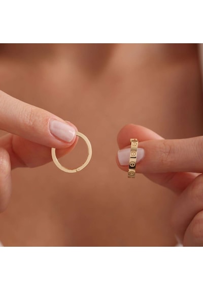 Sembol Gold Altın Çivi Halka Küpe 1.8 Cm