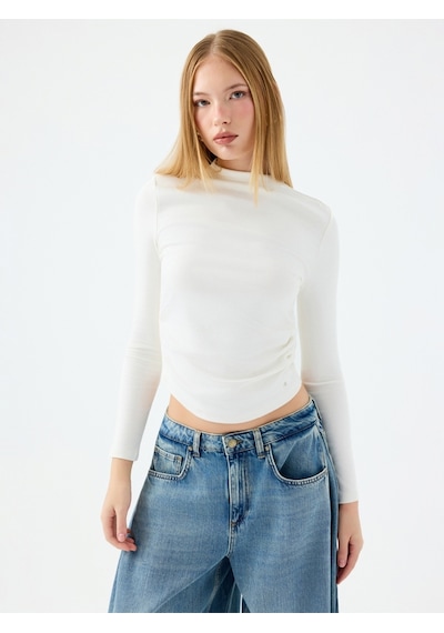 Slim Fit Kadın Tshirt U.kol Beyaz