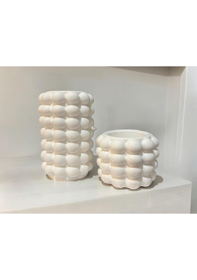 Bubble Vazo Alçı Set Beyaz