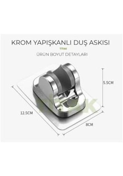 Krom Yapışkanlı Duş Askısı Siyah