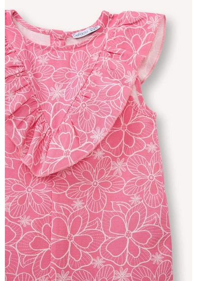 Defacto Kız Bebek Floral Keten Tulum H6017a526smpn206 Pembe-pn206