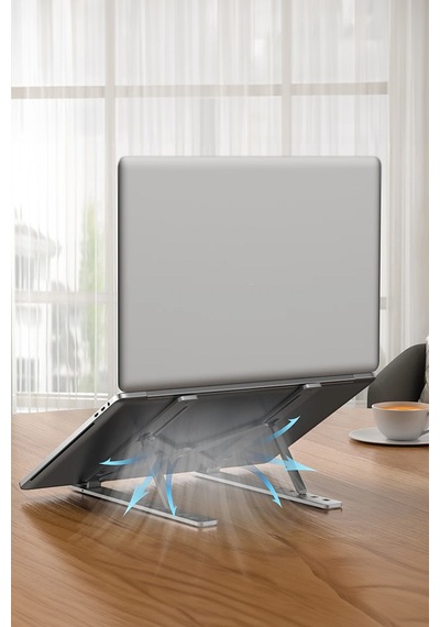 Thentech Alüminyum Malzeme Katlanabilir Sağlam Laptop Dizüstü Bilgisayar Tablet Standı Izgaralı Ayarlanabilir