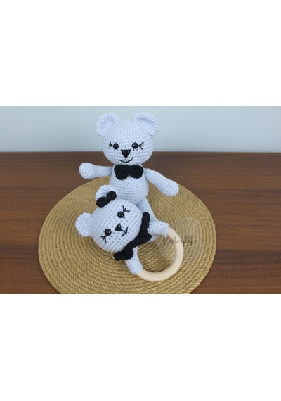 Aley Life Amigurumi Organik Ayıcık Bebek Ve Çıngırak Diş Kaşıyıcı