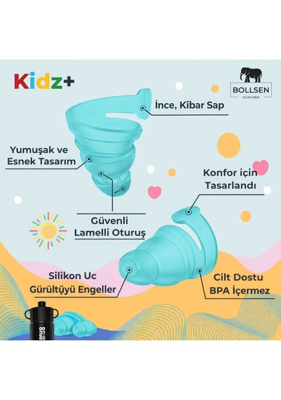 Çocuk Kulak Tıkaçları 24 Db Snr Gürültü Azaltma Su Geçirmez Yüzme Uyku Seyahat Okul İçin Yumuşak Yeniden Kullanılabilir Silikon Kulak Koruyucu Güvenli Konforlu Uyum