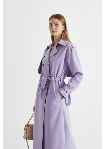 Durivya Kruvaze Yaka Oversize Trençkot Lila