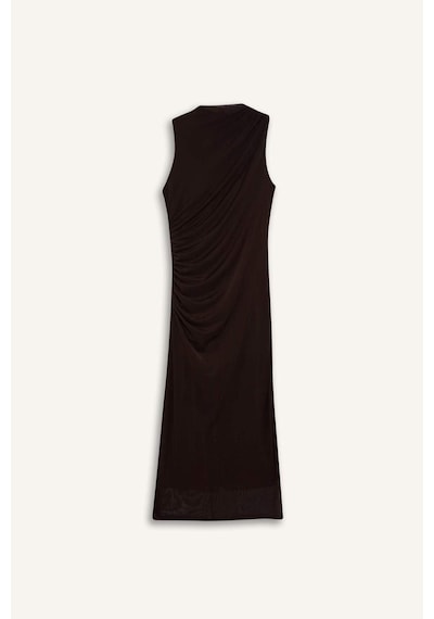 DeFacto Bodycon Vücudu Saran Yarım Balıkçı Yaka Basic Düz Tül Kolsuz Maxi Abiye Elbise C3519AX25SPBR52