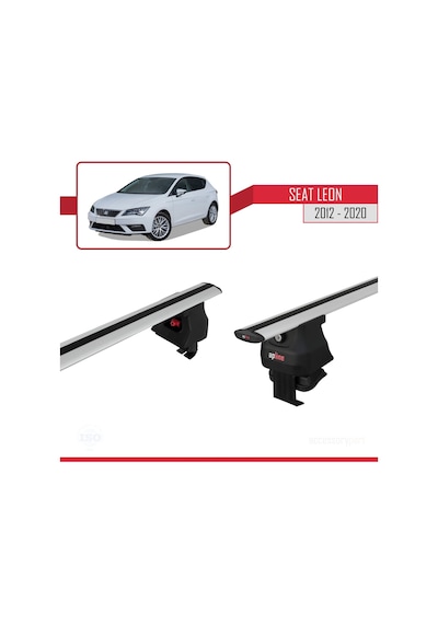 Seat Leon Iıı Mk3 2012-2020 Arası İle Uyumlu Ace-4 Ara Atkı Tavan Barı Gri
