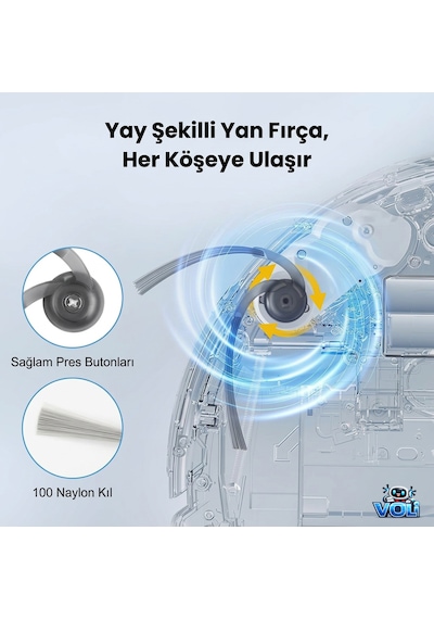 Roborock Qrevo Edge , Q Revo Edge C , S5a Robot Süpürge Uyumlu Yedek 4 Adet Siyah Yan Fırça