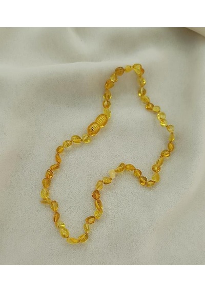 Kolye Kehribar Amber Doğaltaş Düğümlü Bebek Kolyesi 17873 Kahverengi