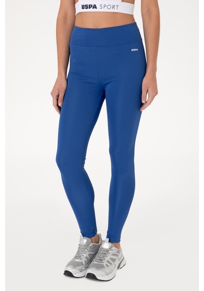 U.S. Polo Assn. Kadın Saks Mavisi Yüksek Bel Spor Tayt 50312978-VR045