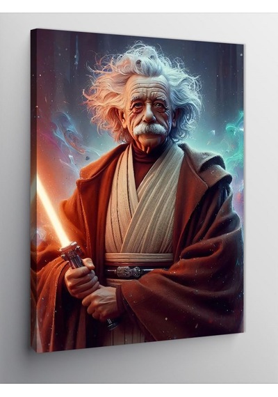 Kanvas Tablo Albert Einstein Ve Işın Kılıcı 70cmx100cm