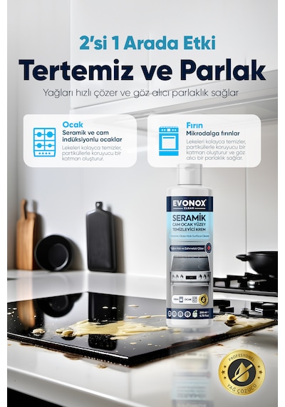Clean Seramik Cam Ocak Yüzey Temizleyici Krem 200 Ml Tekli