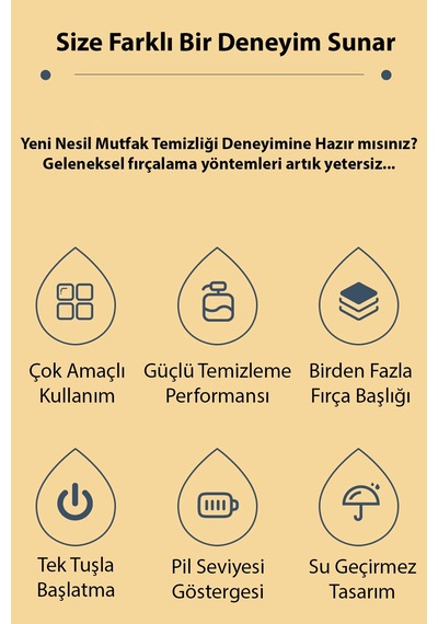 Ezere Turbobrush 5 Başlıklı Elektrikli Temizlik Fırçası- 5775