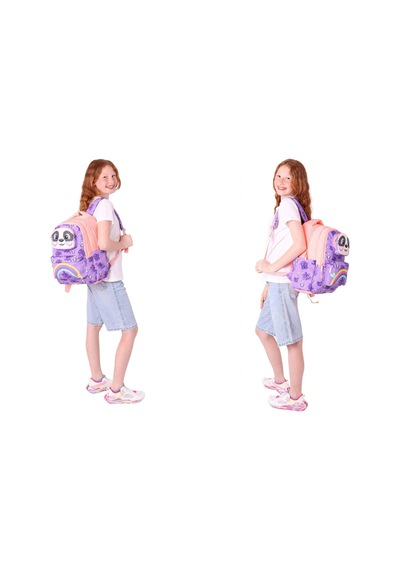 Kaukko Kids 3d Panda Şekilli Kız Çocuk Üçlü Okul Çantası Seti/takımı - Mor Somon L5233+l7233+l8233 Mor