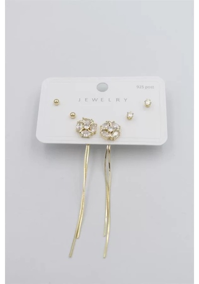 Çoklu Set Küpe - Altın Çok Renkli 81712302